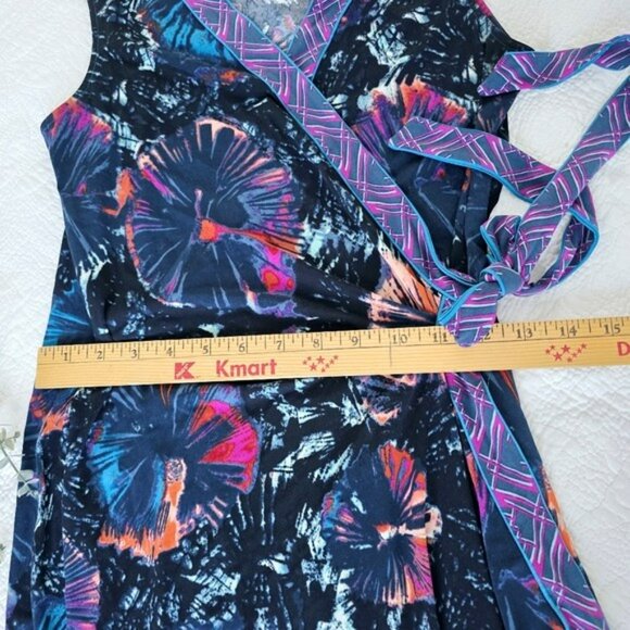 BCBGMaxAzria Women's Mini Wrap Dress Size Small Navy Blue Purple Career Evening - Picture 7 of 13